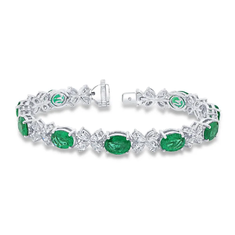 Multi-Layered Bracelets-Uneek Precious Collection Oval Shaped Emerald Tennis Bracelet