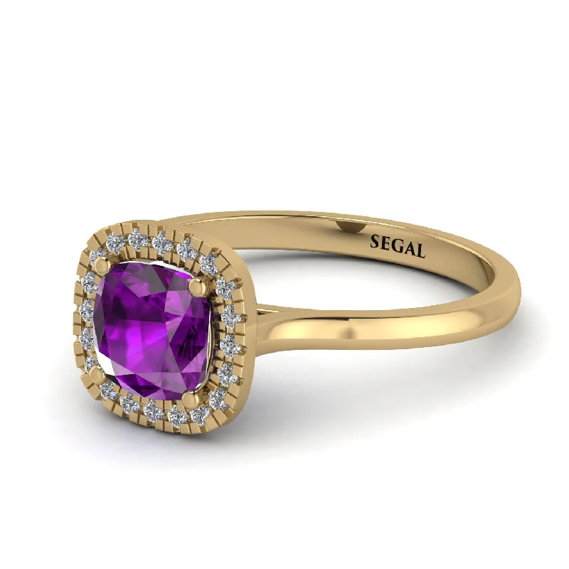 Vintage Classic Halo Cushion Amethyst Ring - Skylar No. 301