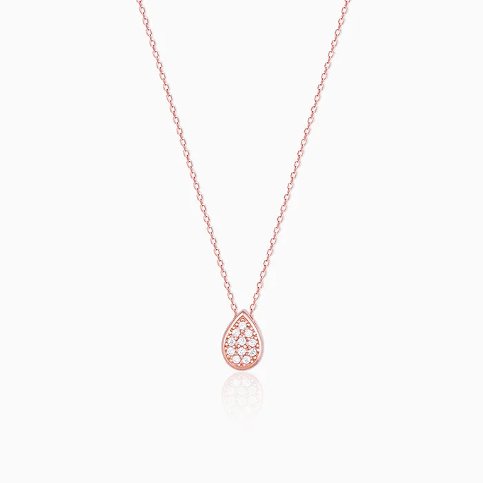 Modern Gold Necklace-Rose Gold Studded Swayer Necklace