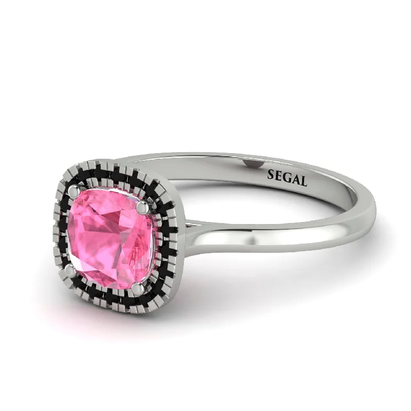 Vintage Classic Halo Cushion Pink Moissanite Ring - Skylar No. 809