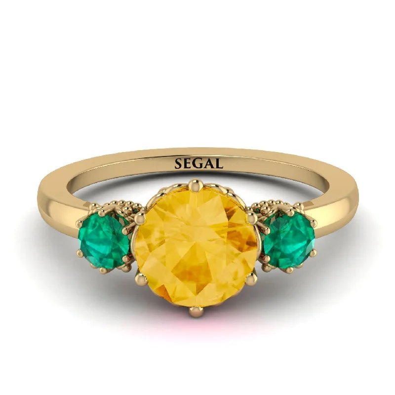 Classic 3 Stone Citrine Engagement Ring - Sofia No. 604