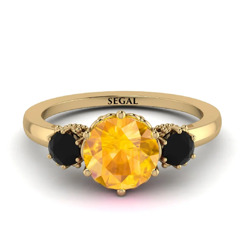 Classic 3 Stone Yellow Diamond Engagement Ring - Sofia No. 1007