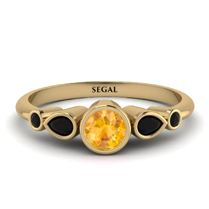 Bezel Symmetrical Yellow Diamond Ring - Ivy No. 1007