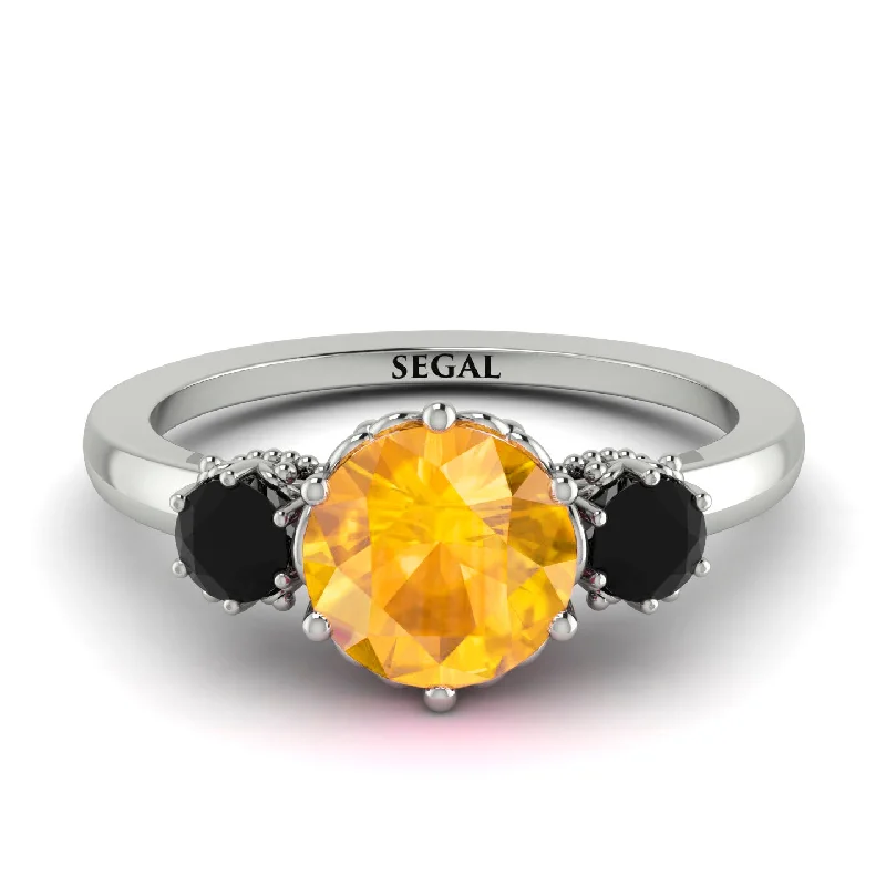 Classic 3 Stone Yellow Diamond Engagement Ring - Sofia No. 1009