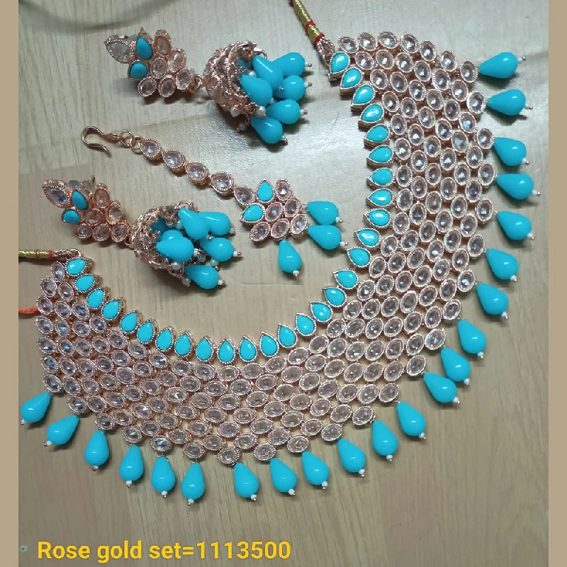 Luxury Sapphire Necklace-Padmawati Bangles Rose Gold Plated Necklace Set