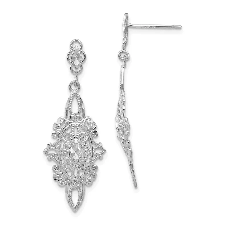 Luxury Gemstone Earrings-Vintage Style Dangle Earrings in 14k White Gold