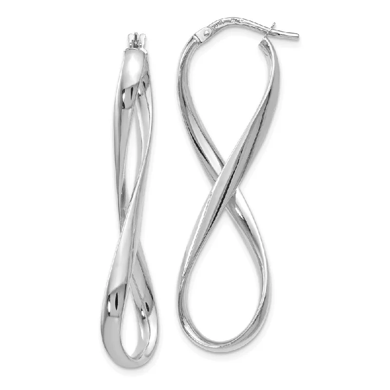 Silver Stud Earrings-3mm Infinity Hoop Earrings in 14k White Gold, 45mm (1 3/4 Inch)