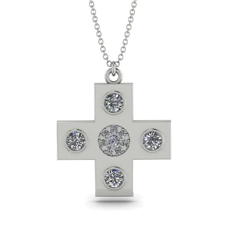 Chunky Chain Necklace-Equilateral Diamond Cross Necklace - Jayce No. 3