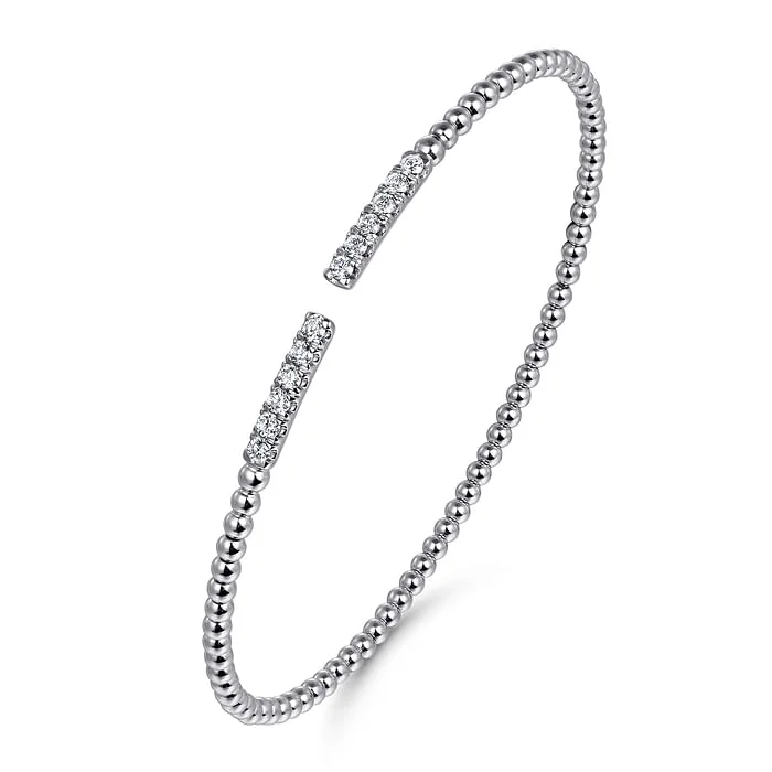 Silver Bangle with Diamond-14K White Gold Bujukan Diamond Bars Bangle