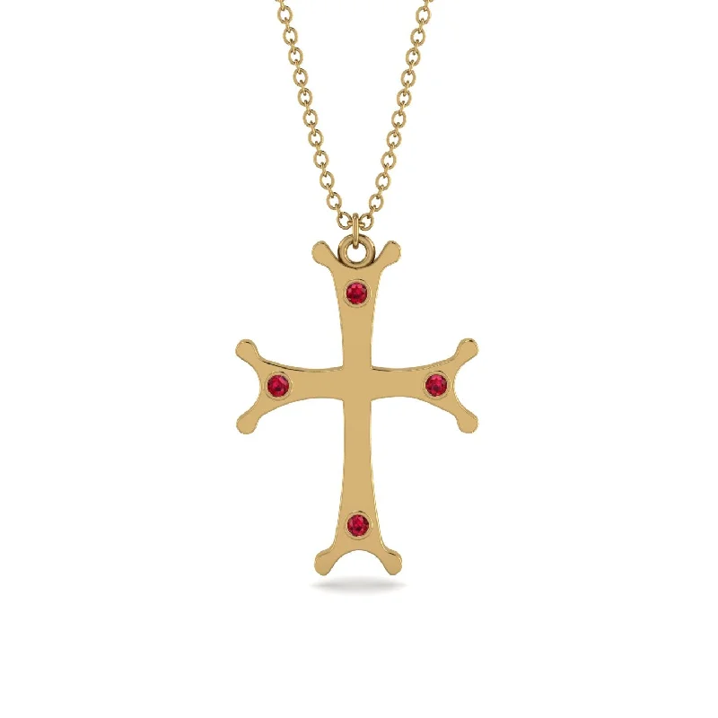 Opal Necklace-Vintage Ruby Christian Cross Necklace - Peter No. 10