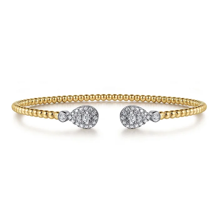 Simple Stackable Bangles-14K White and Yellow Gold Diamond Bujukan Bangle