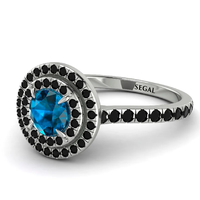 Double Halo Blue Topaz Ring - Zoey No. 509