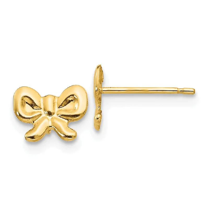 Rose Gold Stud Earrings-Children's 14k Yellow Gold Small Polished Bow Post Earrings