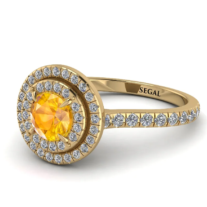 Double Halo Yellow Diamond Ring - Zoey No. 1001