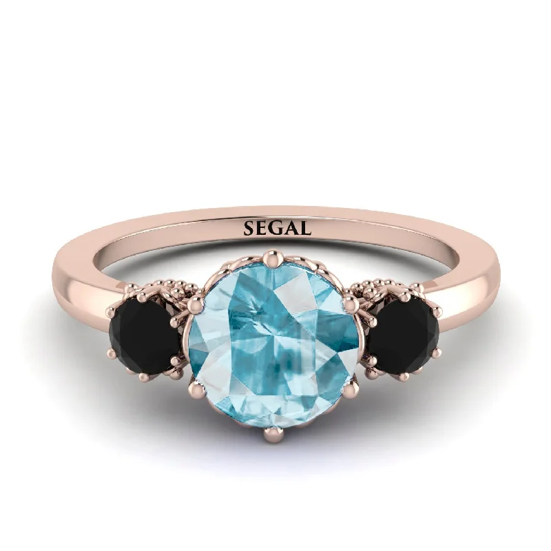 Classic 3 Stone Aquamarine Engagement Ring - Sofia No. 408