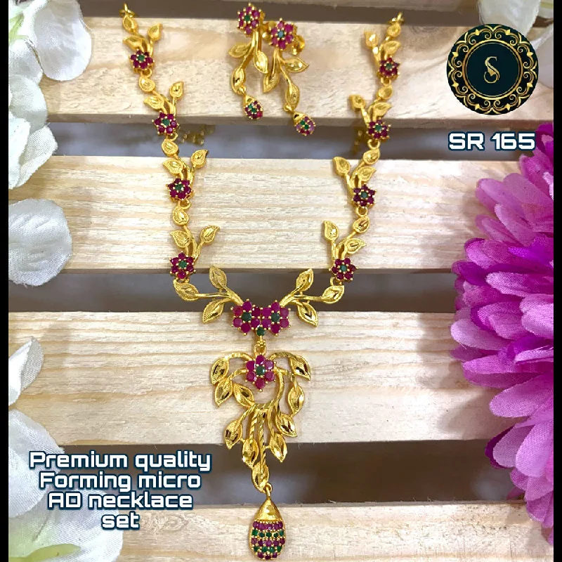 Wedding Bridal Necklace-Siara Collections Forming Gold Pota Stone Necklace Set