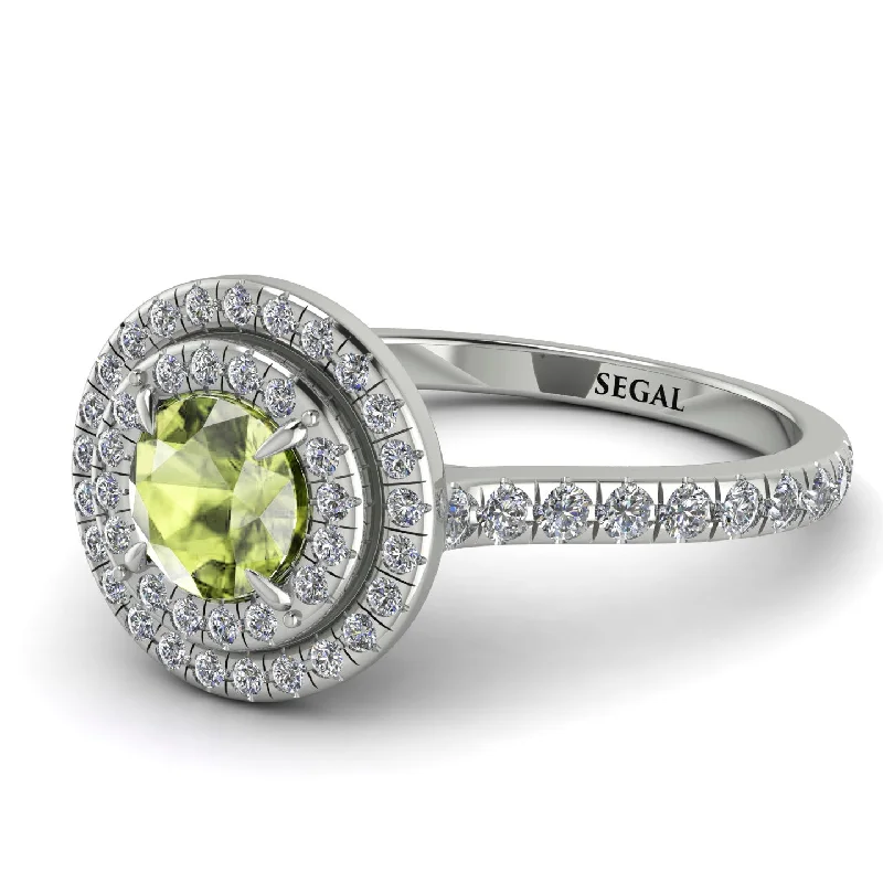 Double Halo Peridot Ring - Zoey No. 703