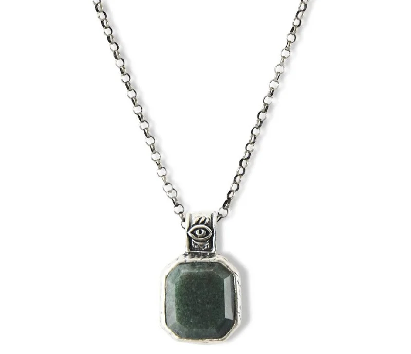 Elegant Silver Necklace-Third Eye & Jade Necklace