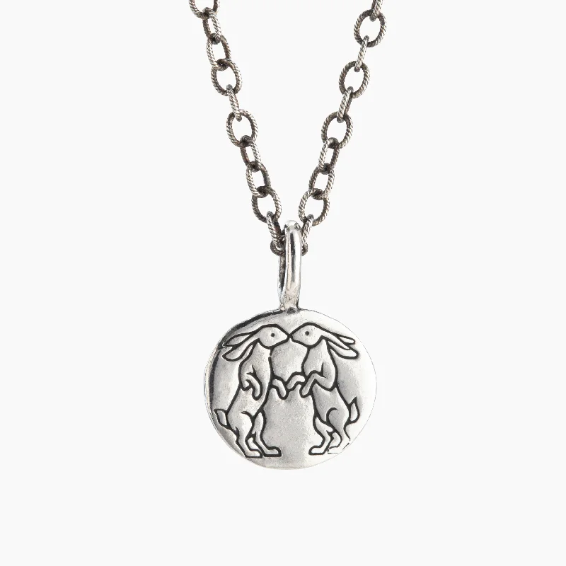 Classic Pendant Necklace-Kissing Rabbits Necklace