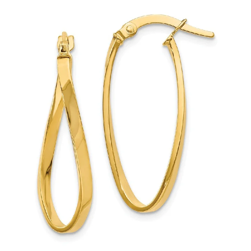 Glamorous Drop Earrings-1.8mm Twisted Oval Hoop Earrings in 14k Yellow Gold, 26mm (1 Inch)