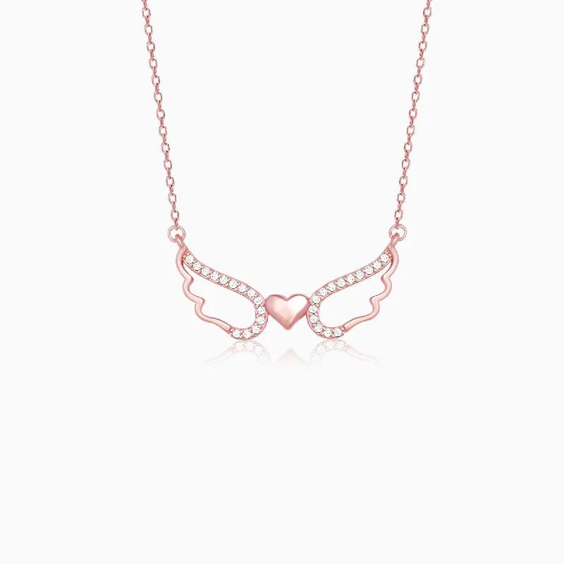 Double Layer Necklace-Rose Gold Wing It With Love Necklace