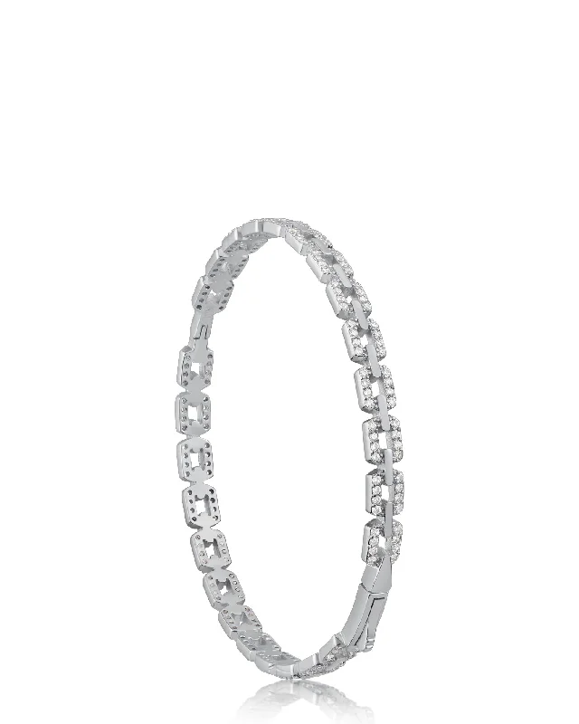 Large Statement Bangles-Pave Link Bangle