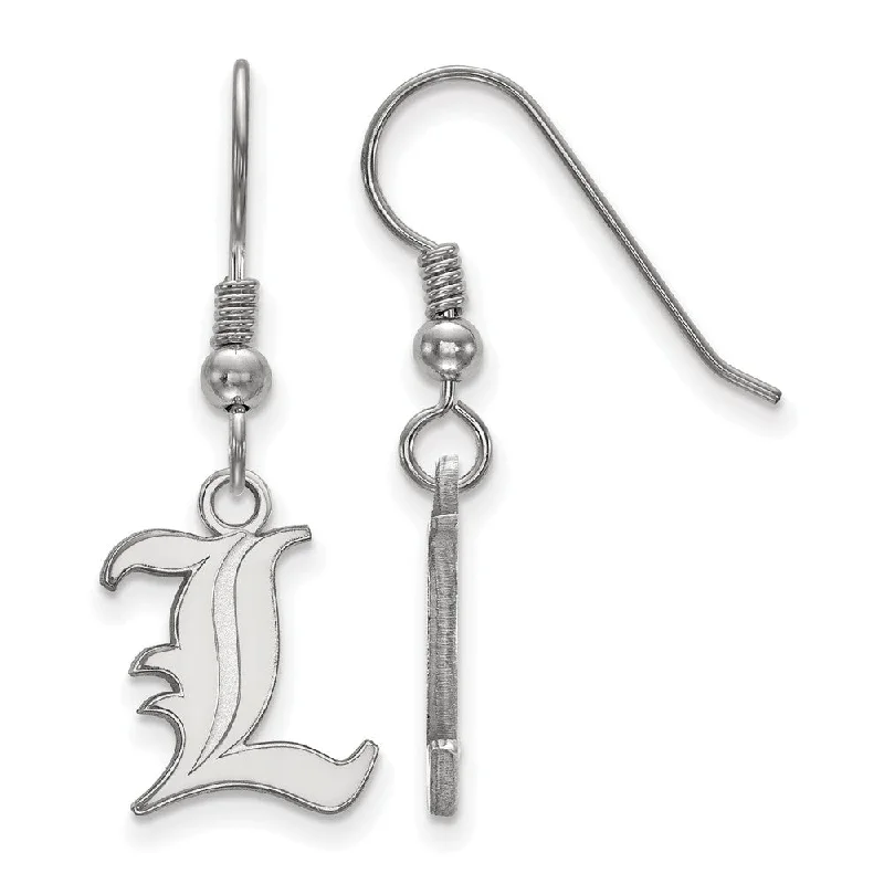 Geometric Drop Earrings-Sterling Silver University of Louisville Small 'L' Dangle Earrings