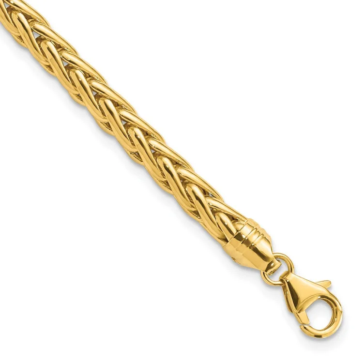 Designer Diamond Bracelets-14k Polished 8.5in Wheat Chain Bracelet