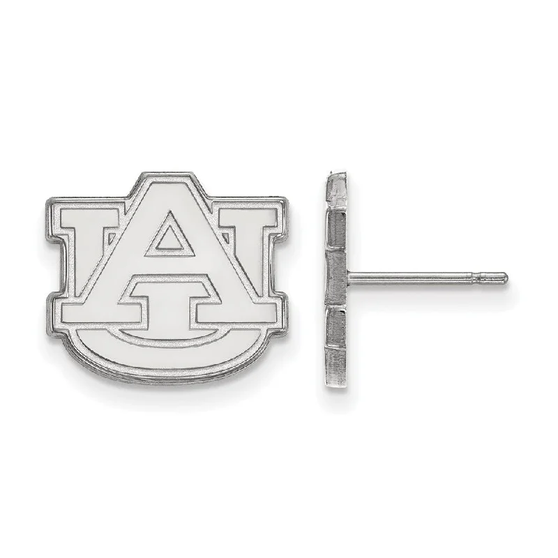 Minimalist Earrings for Everyday-10k White Gold Auburn University Small Post Earrings