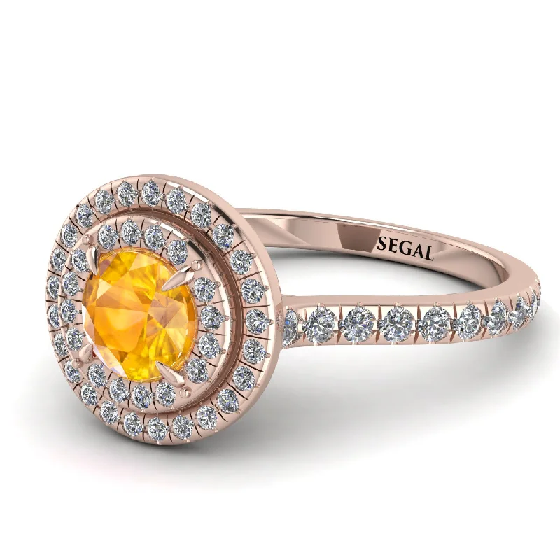 Double Halo Yellow Diamond Ring - Zoey No. 1002