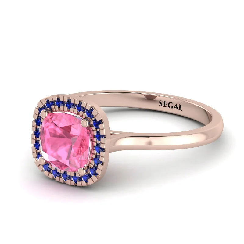 Vintage Classic Halo Cushion Pink Moissanite Ring - Skylar No. 814