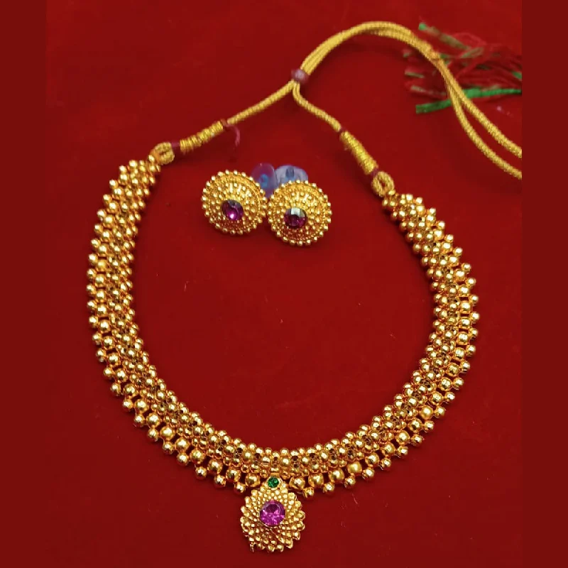 Gemstone Pendant Necklace-Manisha Jewellery Gold Plated Necklace Set