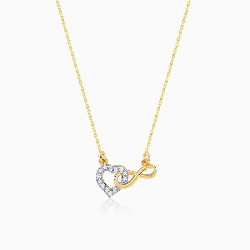 Double Pendant Necklace-Gold Forever Diamond Necklace