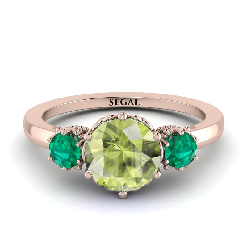 Classic 3 Stone Peridot Engagement Ring - Sofia No. 705