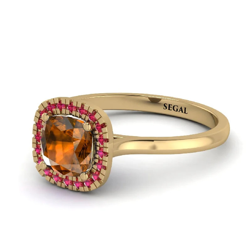 Vintage Classic Halo Cushion Brown Diamond Ring - Skylar No. 1110