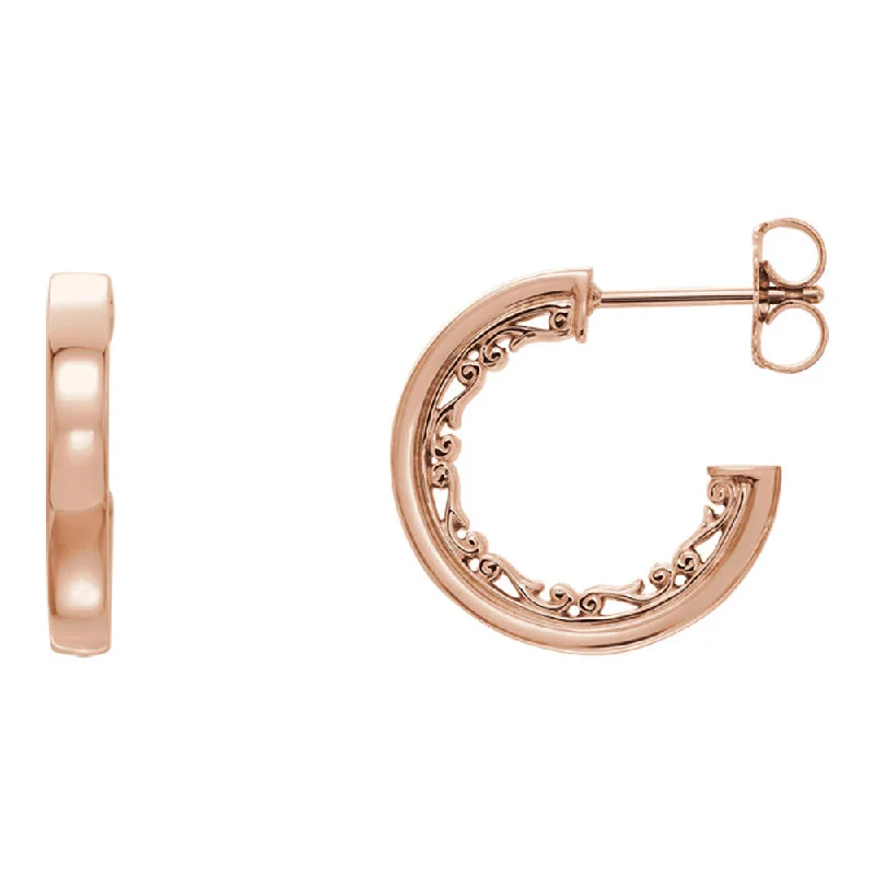 Vibrant Gemstone Earrings-2.7 x 16mm (5/8 In) 14k Rose Gold Vintage-Inspired Round Hoop Earrings