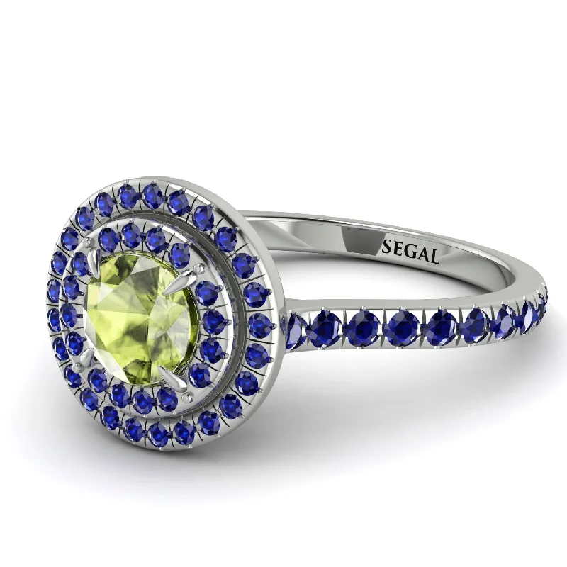 Double Halo Peridot Ring - Zoey No. 715