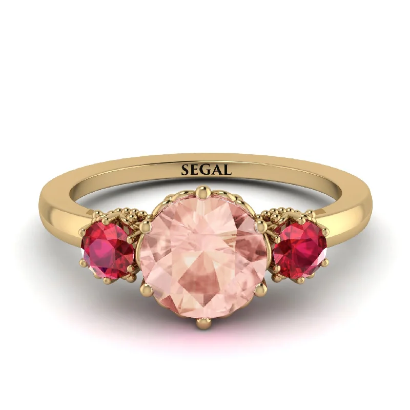 Classic 3 Stone Morganite Engagement Ring - Sofia No. 910