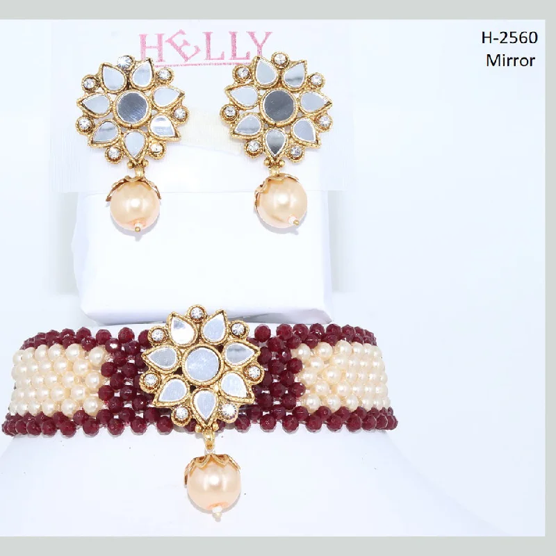 Luxury Pearl Necklace-Corbeda Fashion Gold Plated Austrian Stone Choker Necklace Set