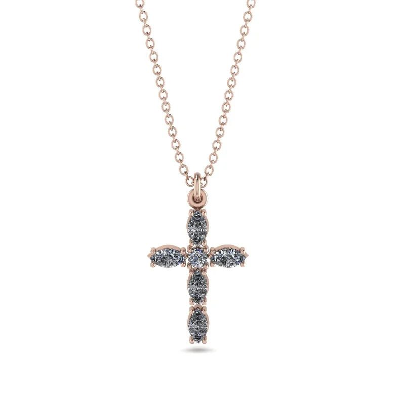 Layered Pendant Necklace-Luxurious Diamond Cross Necklace - Silas No. 2