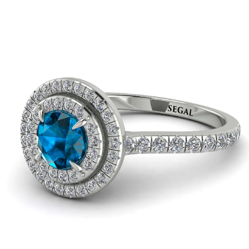 Double Halo Blue Topaz Ring - Zoey No. 503