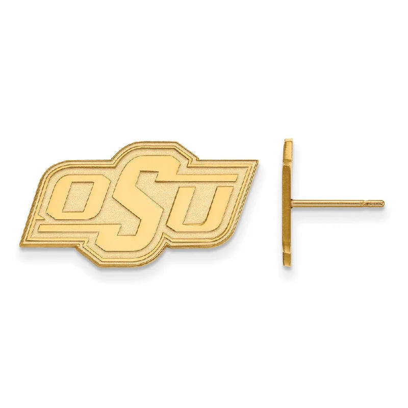 Artistic Crystal Earrings-10k Yellow Gold Oklahoma State University Small Post Earrings