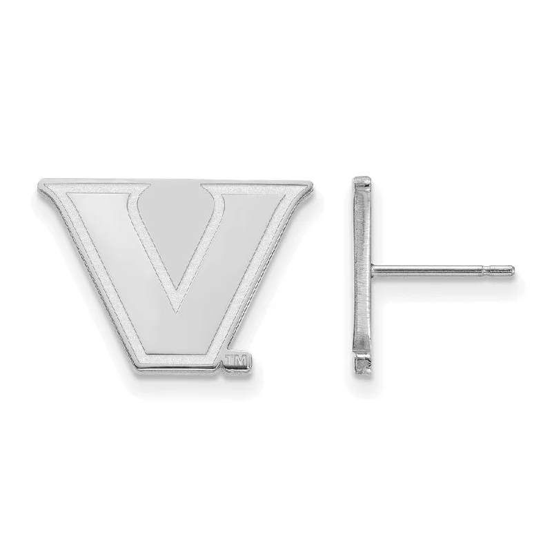 Small Stud Earrings-14k White Gold Vanderbilt University Small Post Earrings