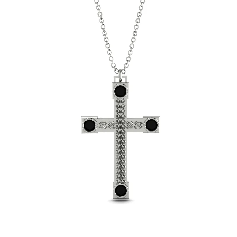 Cute Animal Pendant Necklace-Vintage Black Diamond Cross Necklace - Julian No. 9