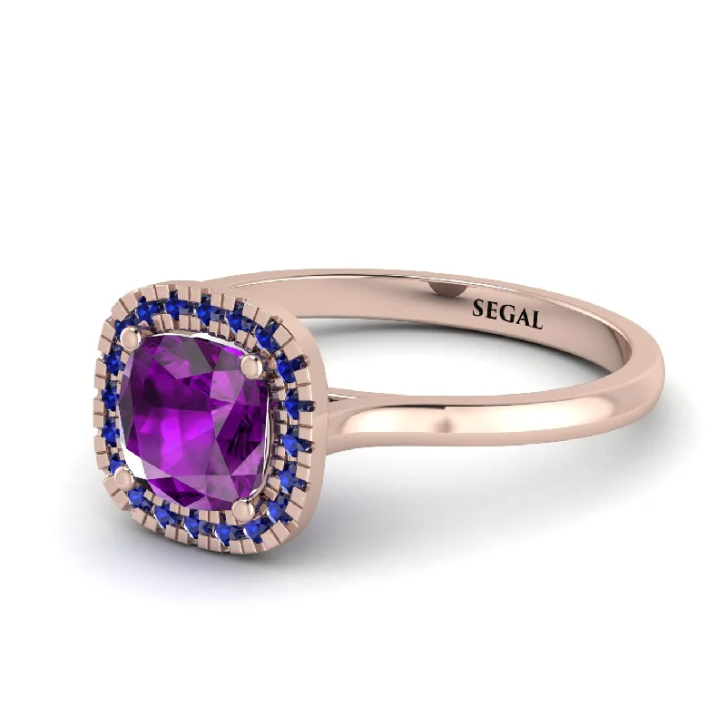 Vintage Classic Halo Cushion Amethyst Ring - Skylar No. 314