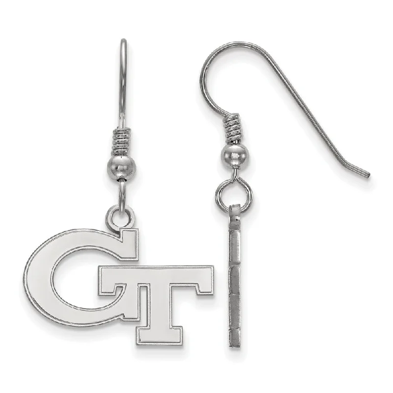 Gold Plated Earrings-Sterling Silver Georgia Technology Small 'GT' Dangle Earring