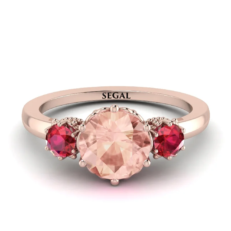 Classic 3 Stone Morganite Engagement Ring - Sofia No. 911