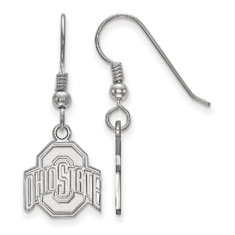 Artisan Silver Earrings-Sterling Silver Ohio State University Small Dangle Earrings