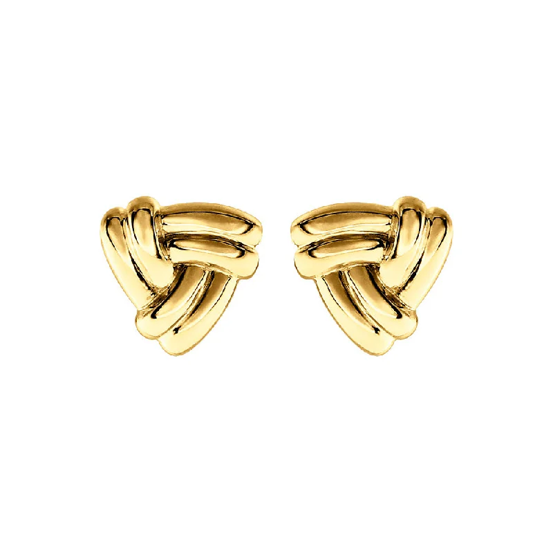 Casual Drop Earrings-8mm Trinity Knot Stud Earrings in 14k Yellow Gold