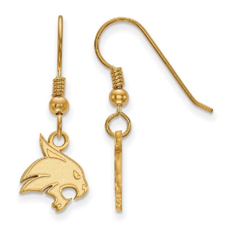 Unique Dangle Earrings-14k Gold Plated Silver Texas State University Dangle Earrings